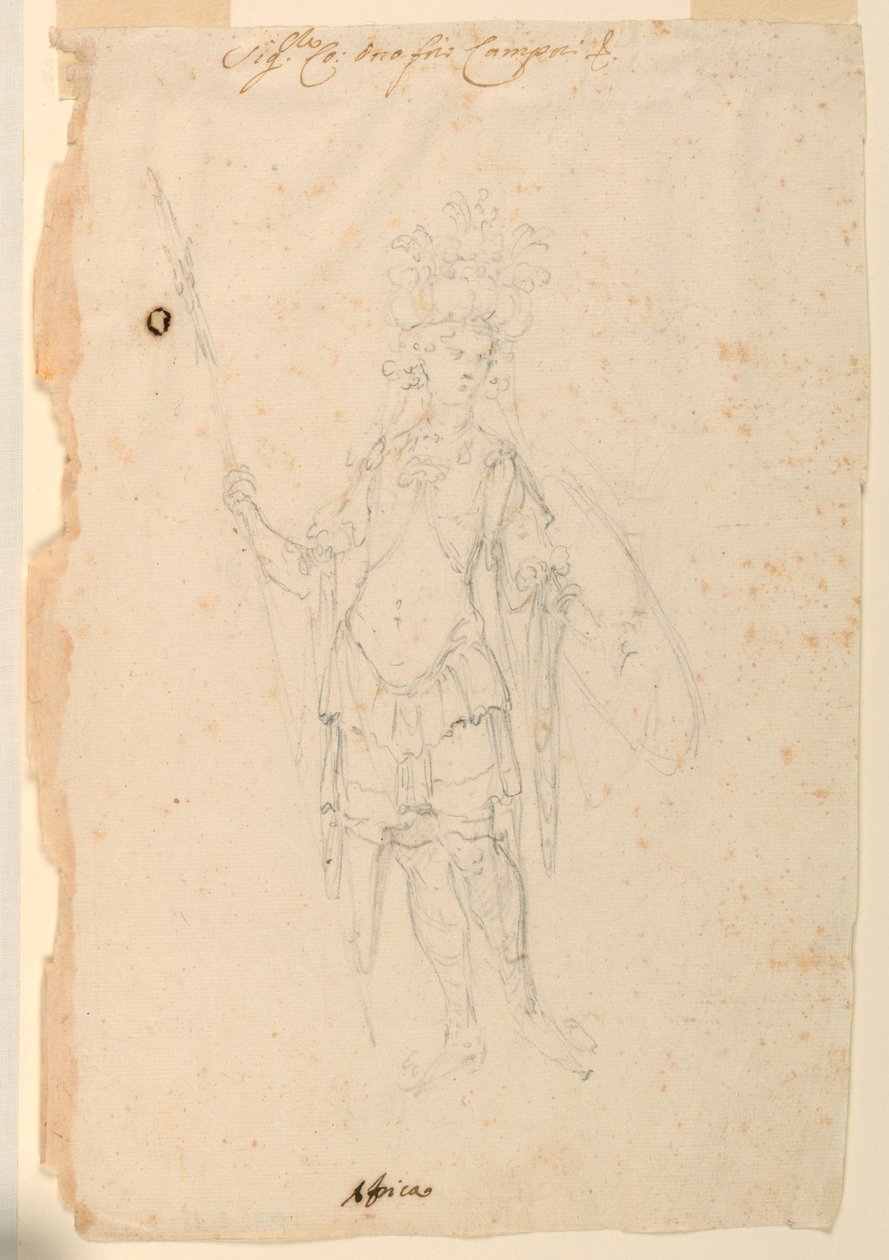 Dessin, création de costumes : Afrique pour un ballet, vers 1720 - Unknown artistUnknown artist