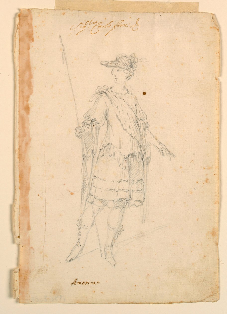 Dessin, création de costumes : Amérique pour un ballet, vers 1720 - Unknown artistUnknown artist