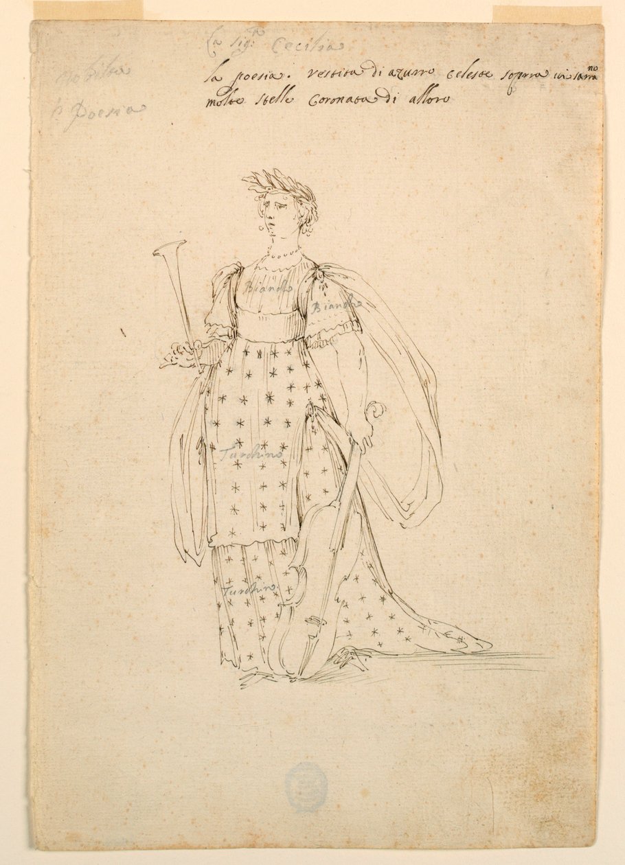 Dessin, création de costumes : Poésie pour un ballet, vers 1720 - Unknown artistUnknown artist
