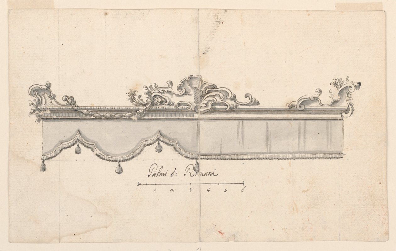 Dessin, Cresting of a canopy (V : figure sketches), ca. 1750-75 - Unknown artistUnknown artist