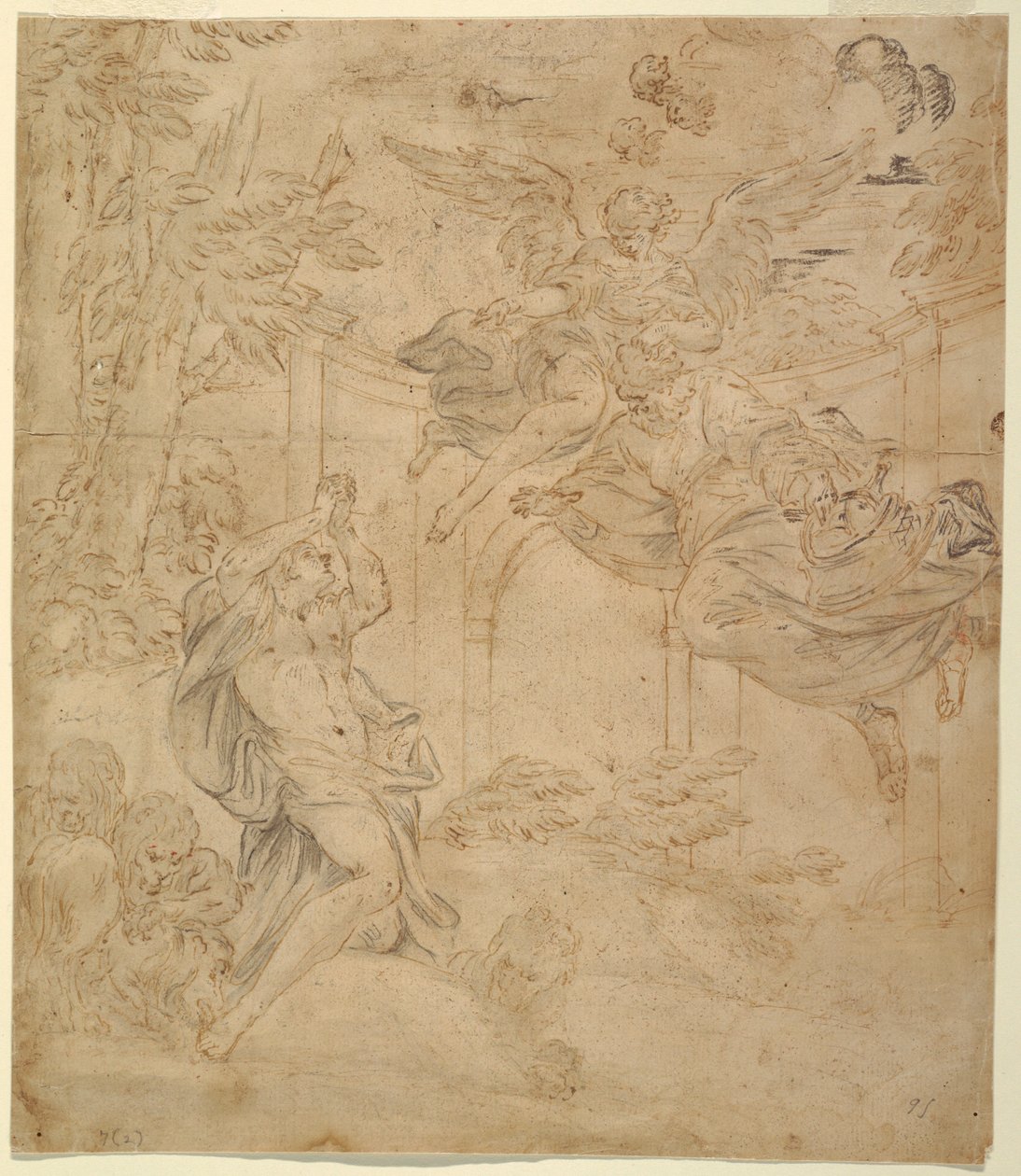 Dessin, Daniel dans la fosse aux lions, vers 1630-40 - Unknown artistUnknown artist