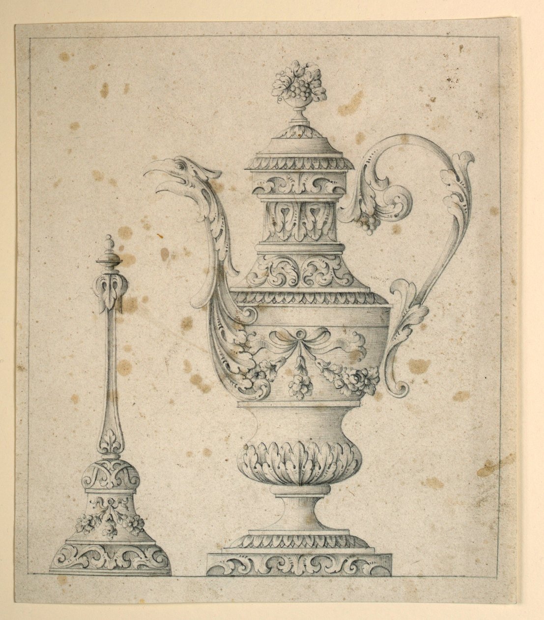 Dessin, Pichet décoré et cloche à main, 1860-80 - Unknown artistUnknown artist