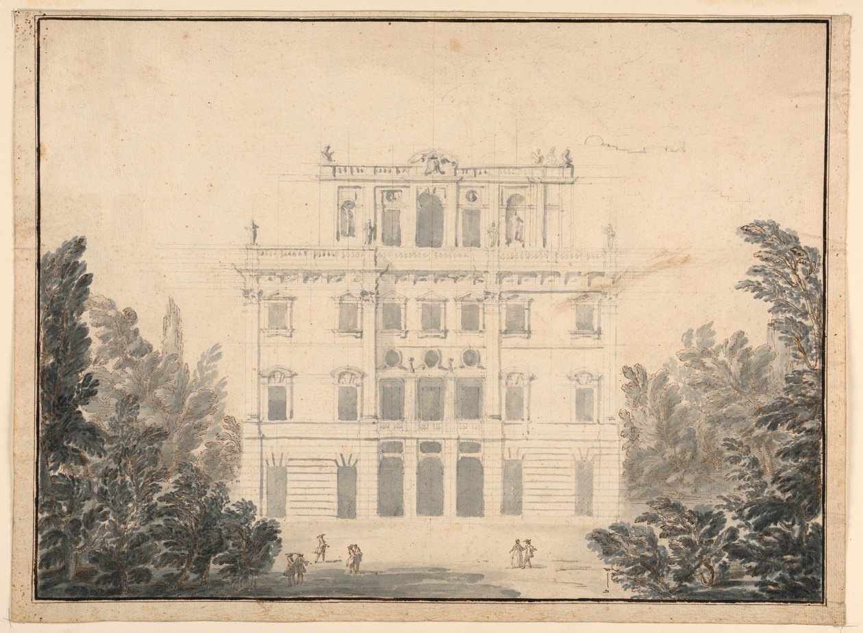 Dessin, projet de casino dans un parc, 1728-84 - Unknown artistUnknown artist
