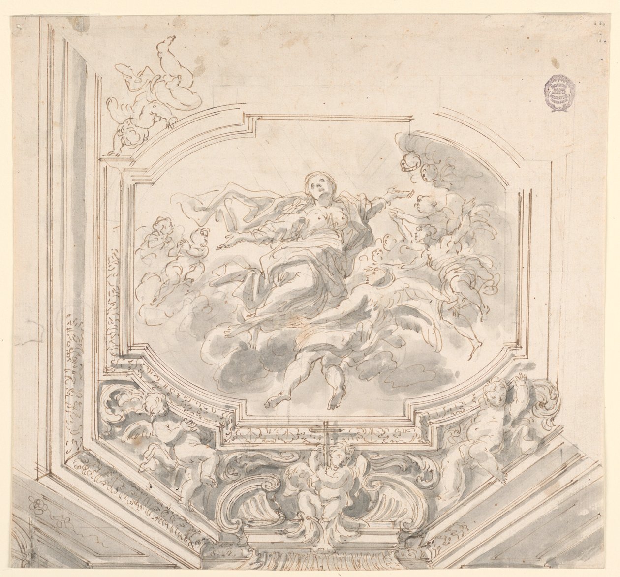 Dessin, projet de plafond, XVIIIe siècle - Unknown artistUnknown artist
