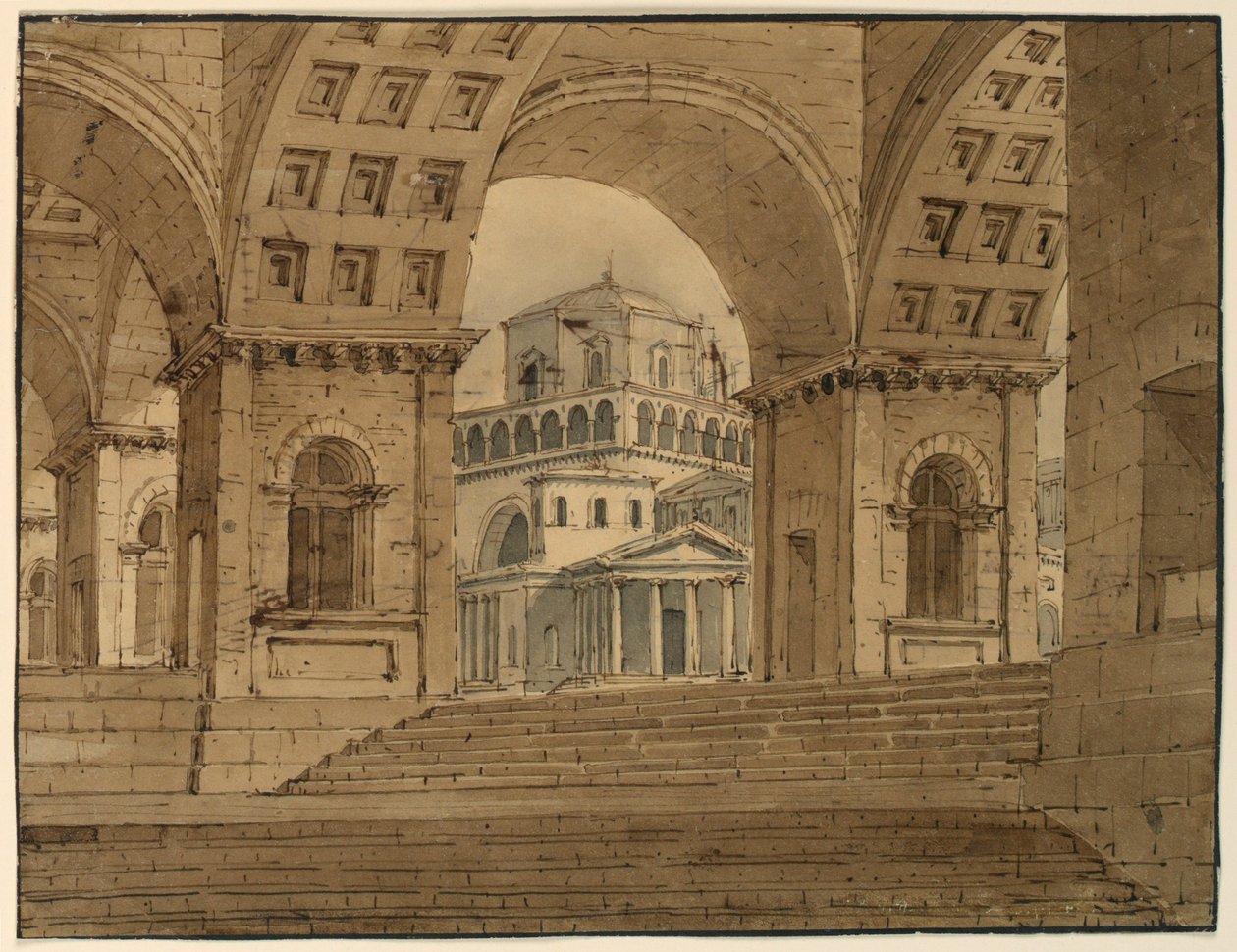 Dessin, Scénographie, Vue de la ville depuis le palais, début du 19e siècle - Unknown artistUnknown artist