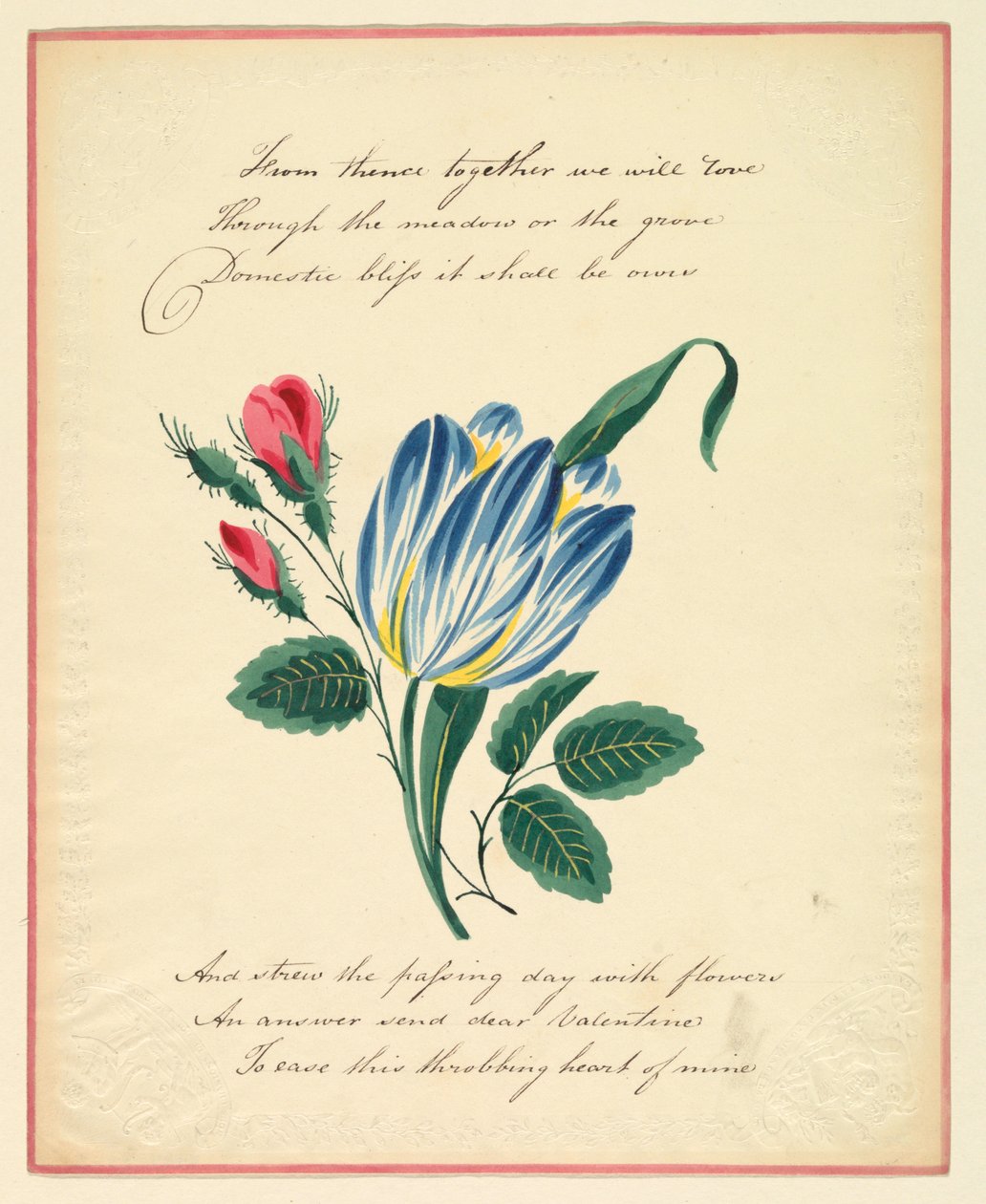 Carte de vœux, "De là, ensemble, nous aimerons...", vers 1819 - Unknown artistUnknown artist