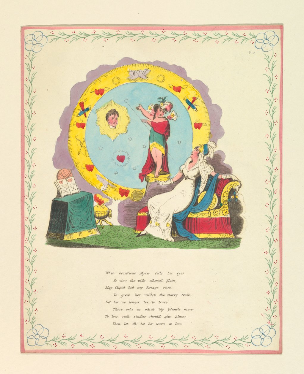 Carte de vœux, "Quand la belle Myra... lève les yeux...", vers 1822 - Unknown artistUnknown artist