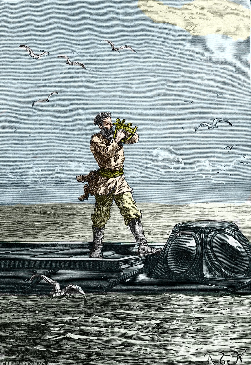 20 000 lieues sous les mers. Le capitaine Nemo sur le sous-marin "Nautilus". Illustration du roman de Jules Verne "Vingt mille lieues sous les mers" - Unknown artist