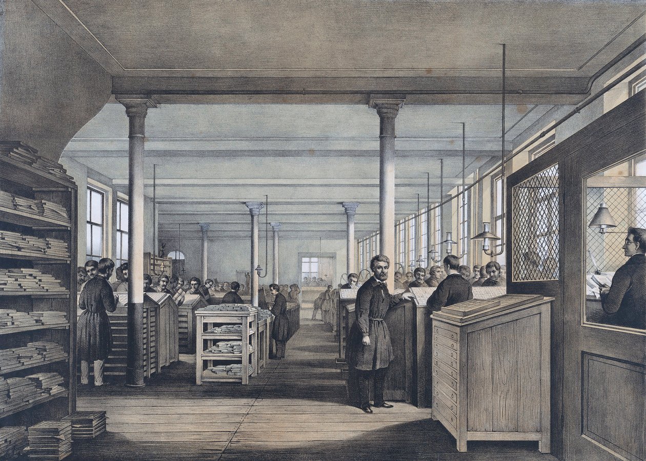 Une imprimerie européenne du 19ème siècle - Unknown artist