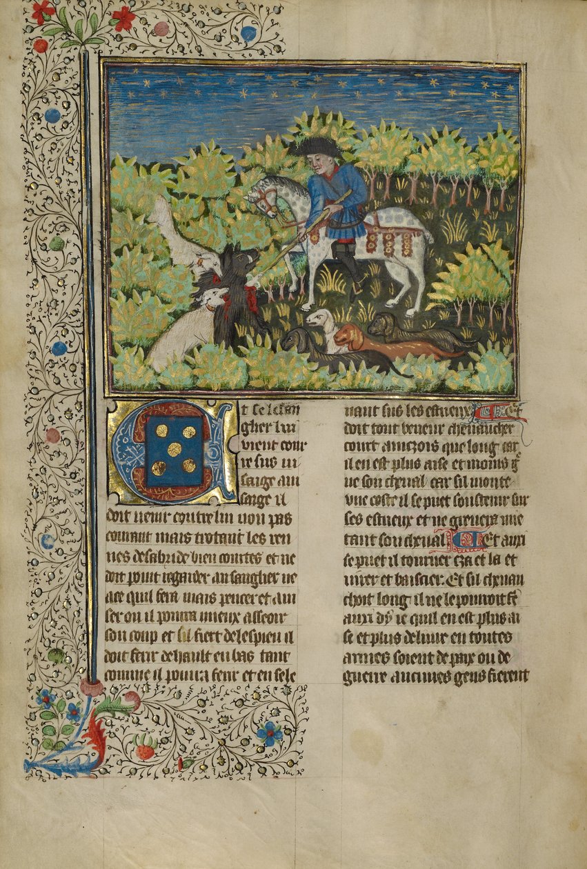 Un chasseur et des chiens tuant un sanglier - Unknown artist