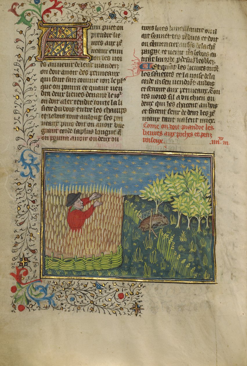 Un chasseur et un lièvre en filet - Unknown artist