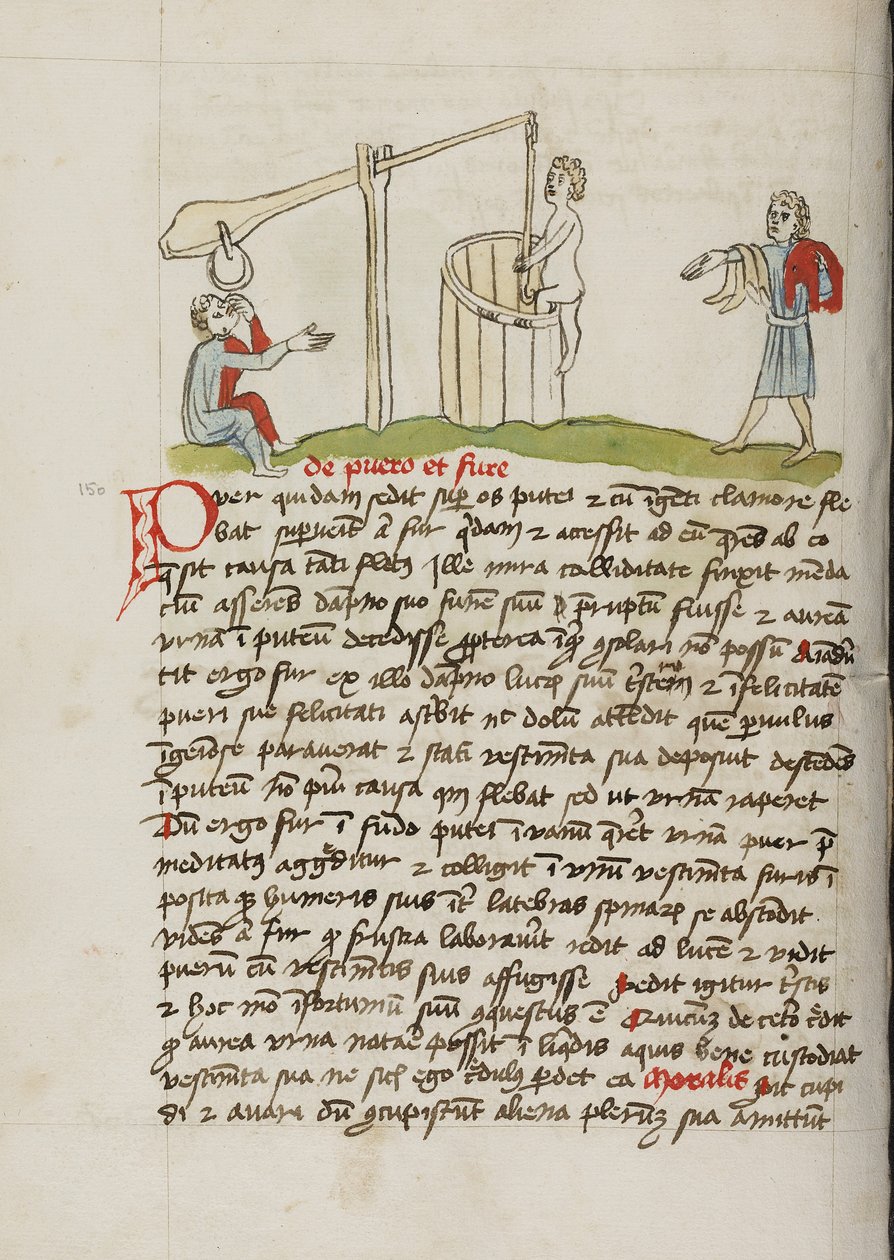 Un homme grimpant dans un puits - Unknown artist