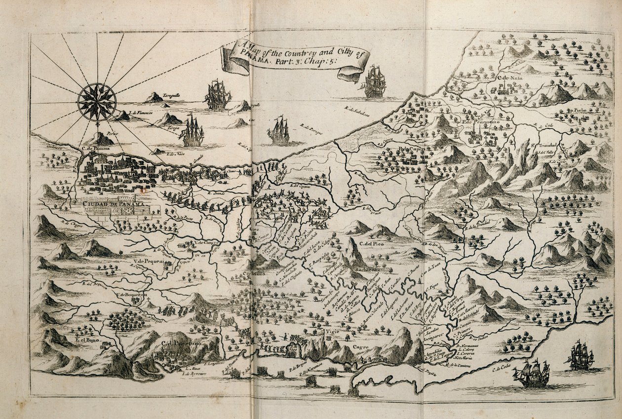 Carte du pays et de la ville de Panama. Partie 3 : chap : 5. (gravure) - Unknown artist