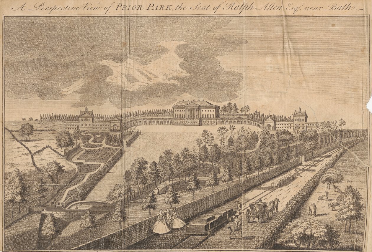 Vue en perspective de Prior Park, la résidence de Ralph Allen Esq. près de Bath - Unknown artist
