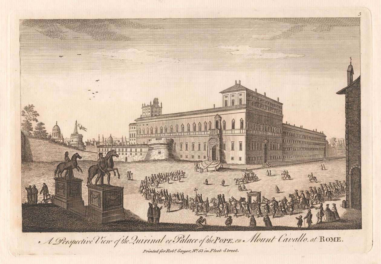 Vue en perspective du Quirinal ou Palais du Pape, sur le mont Cavalle à Rome - Unknown artist