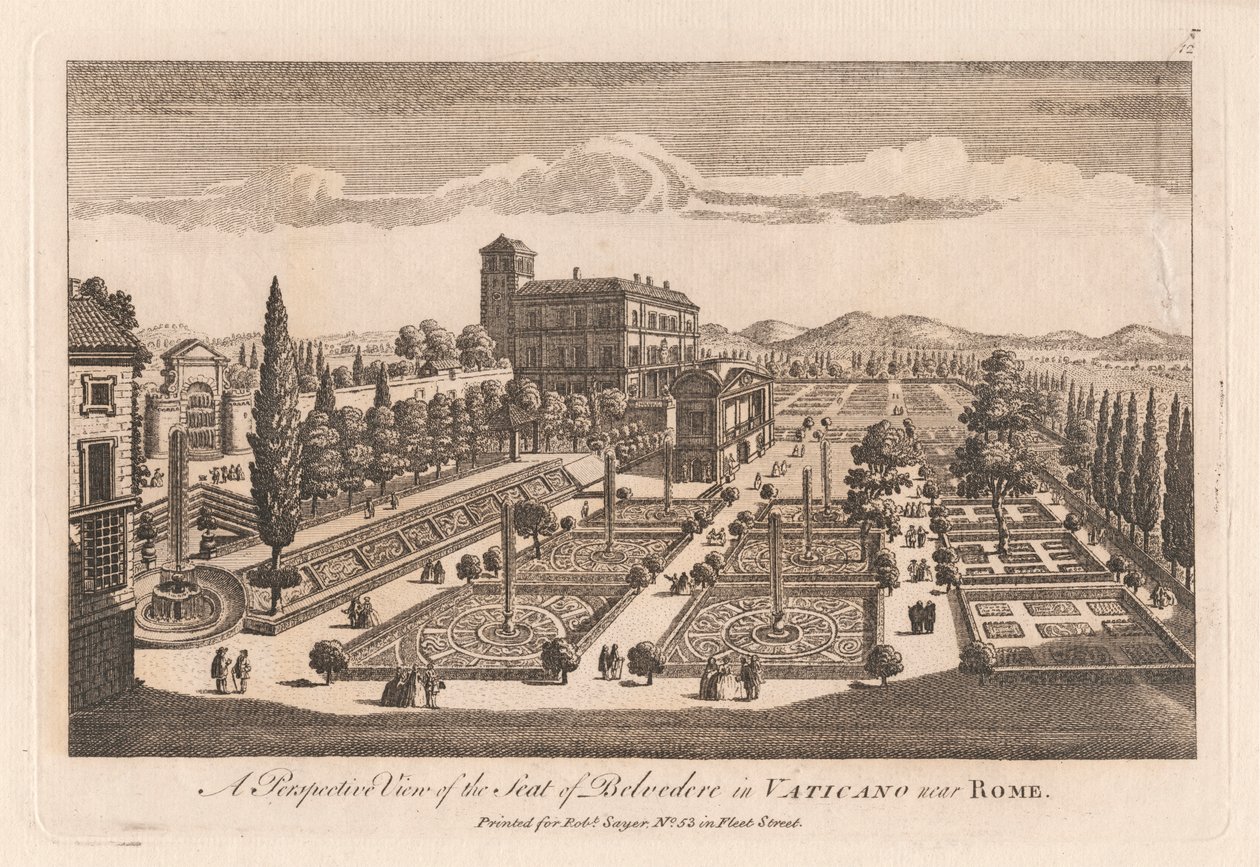 Vue en perspective du siège de Belvédère au Vatican près de Rome - Unknown artist