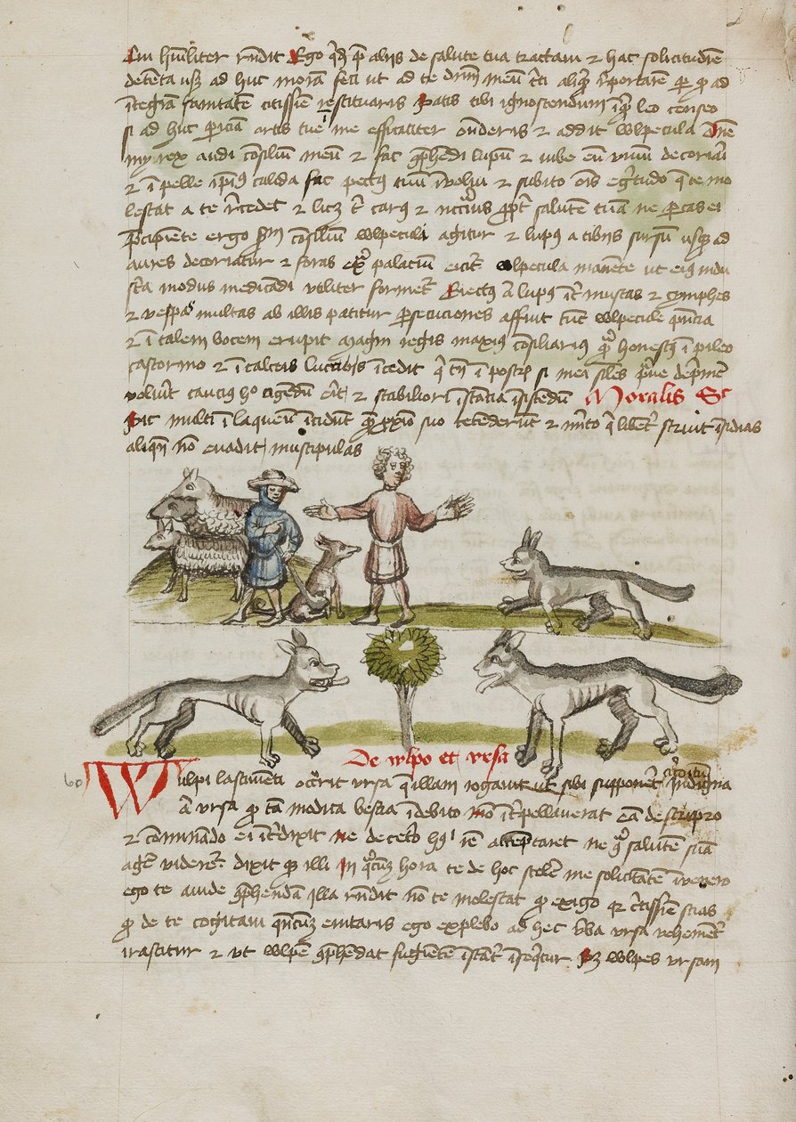 Un berger avec son chien et son troupeau ; un homme chassant un loup - Unknown artist