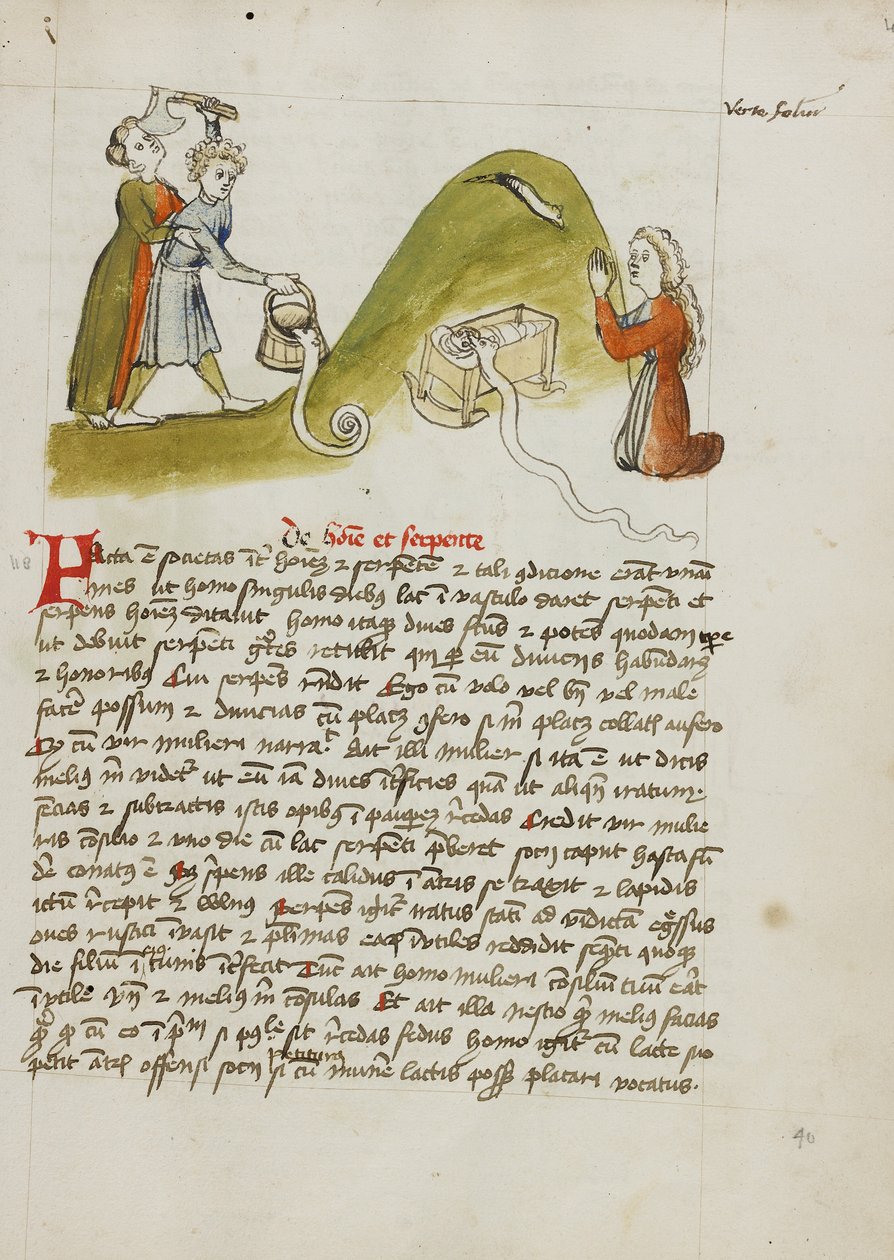 Une femme en prière et un serpent sur un monticule proche ; un homme essayant de tuer un serpent avec une hache - Unknown artist