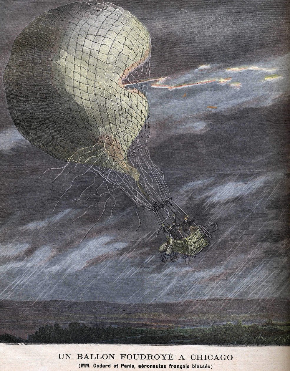 Un ballon frappé à Chicago Louis Godard Jr. (1858-1933) et Panis blessé le SAMEDI 25 juillet - Unknown artist