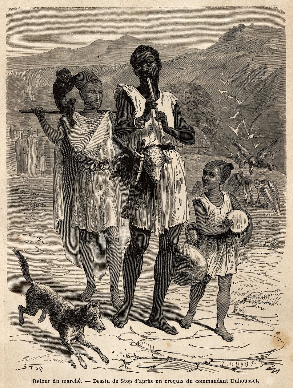 Un joueur de flûte, accompagné d