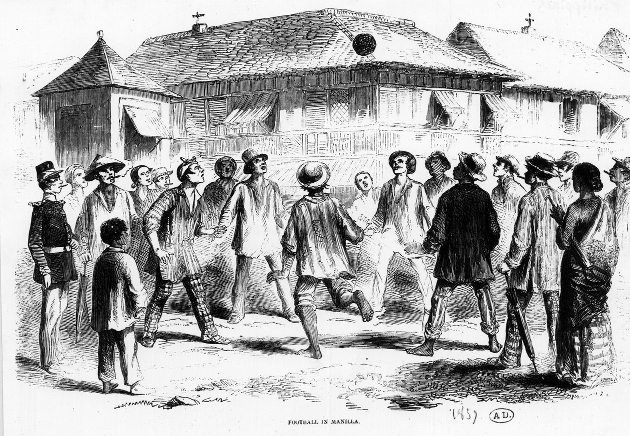 Un match de football à Manille (Philippines) - gravure - Unknown artist