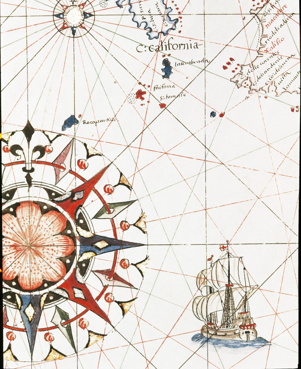 Un galion naviguant au large de la Californie (détail) - Unknown artist