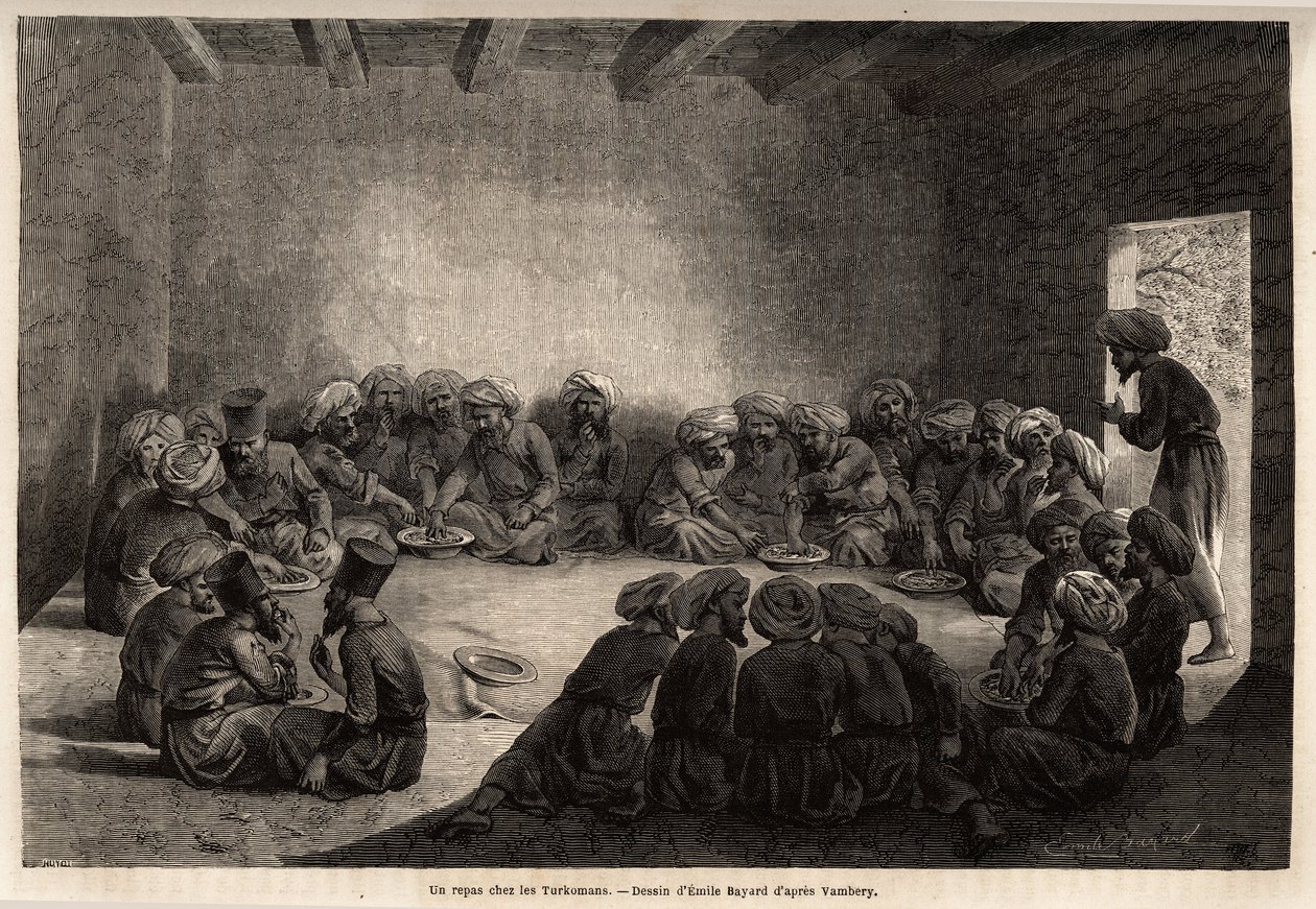 Un repas chez les Turcomans (Irak). Dessin d