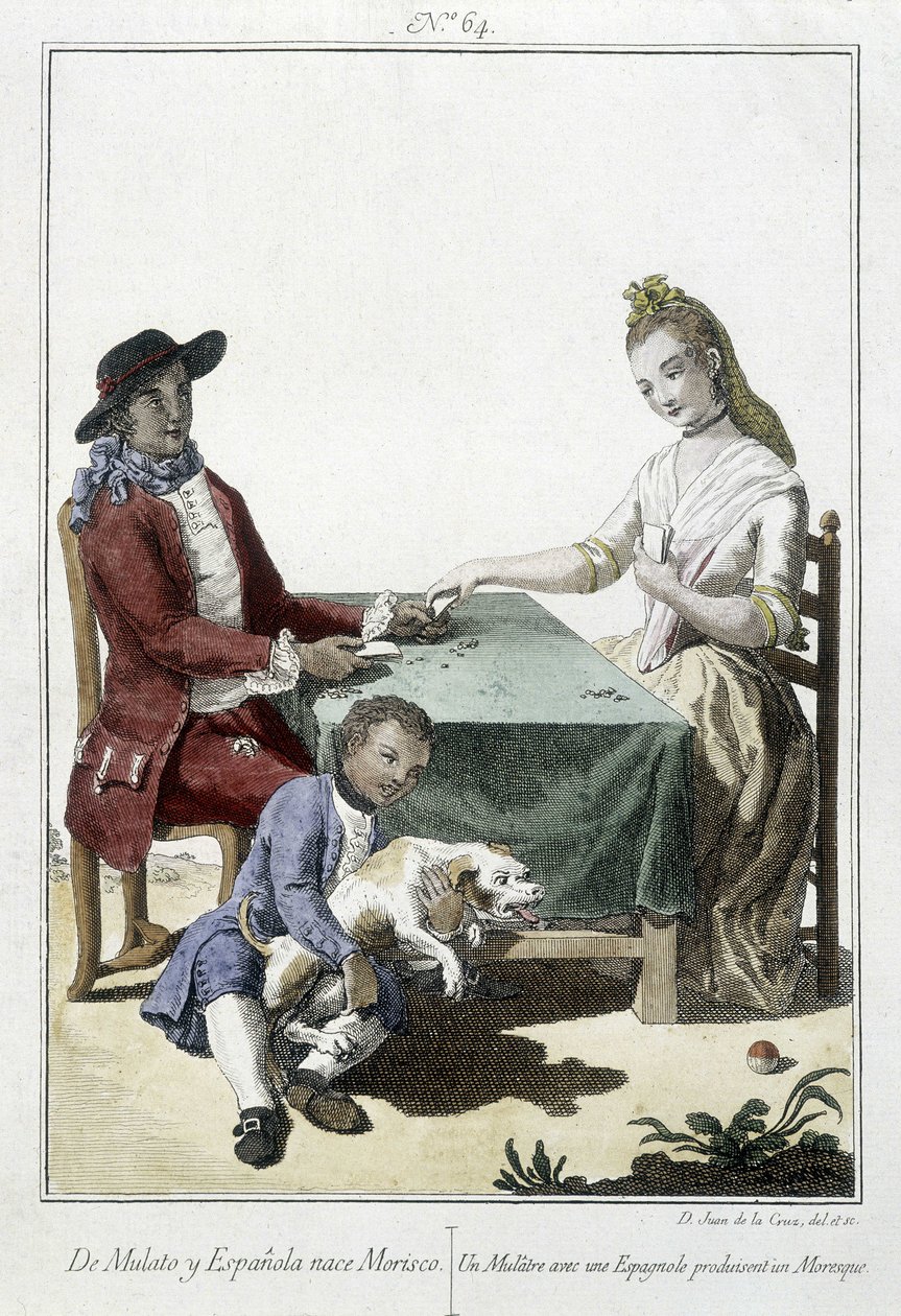 Un mulâtre et un Espagnol donnent naissance à un Maure - gravure - Unknown artist