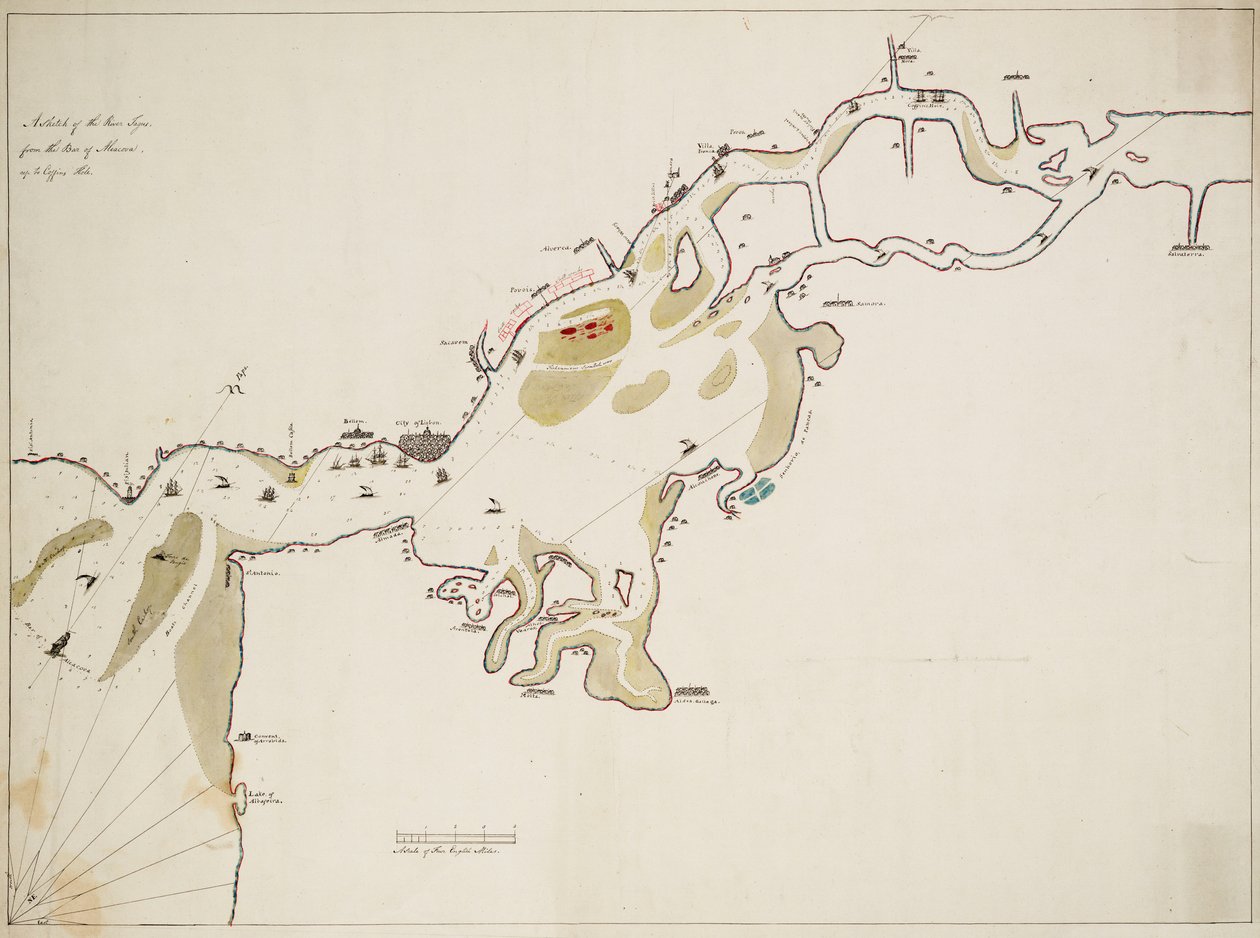 Croquis du fleuve Tage depuis la barre d