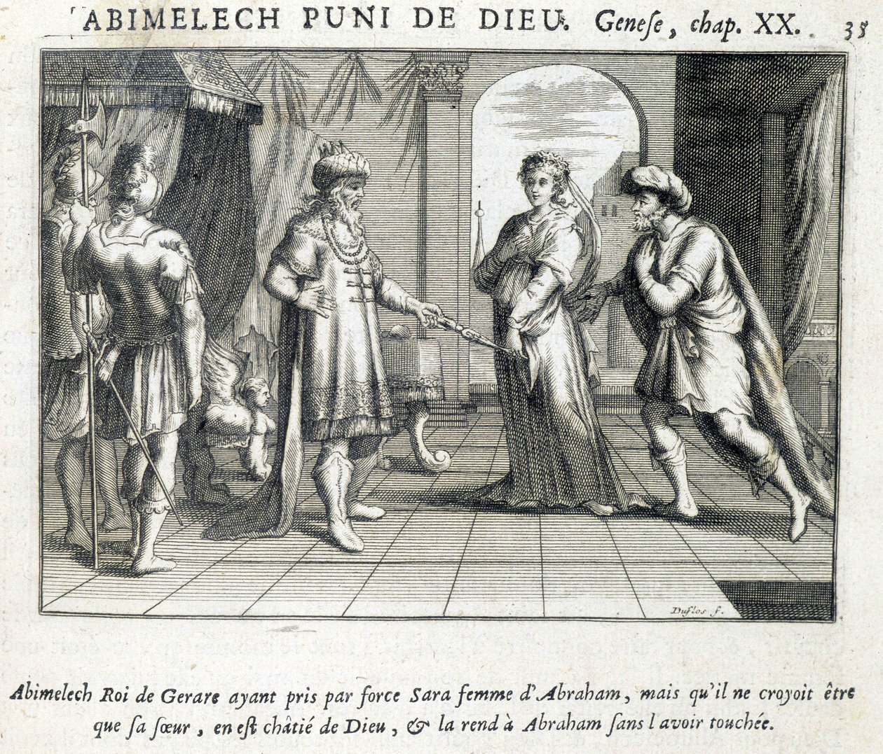 Abimélec donne Sarah à Abraham - Bible, gravure - Unknown artist