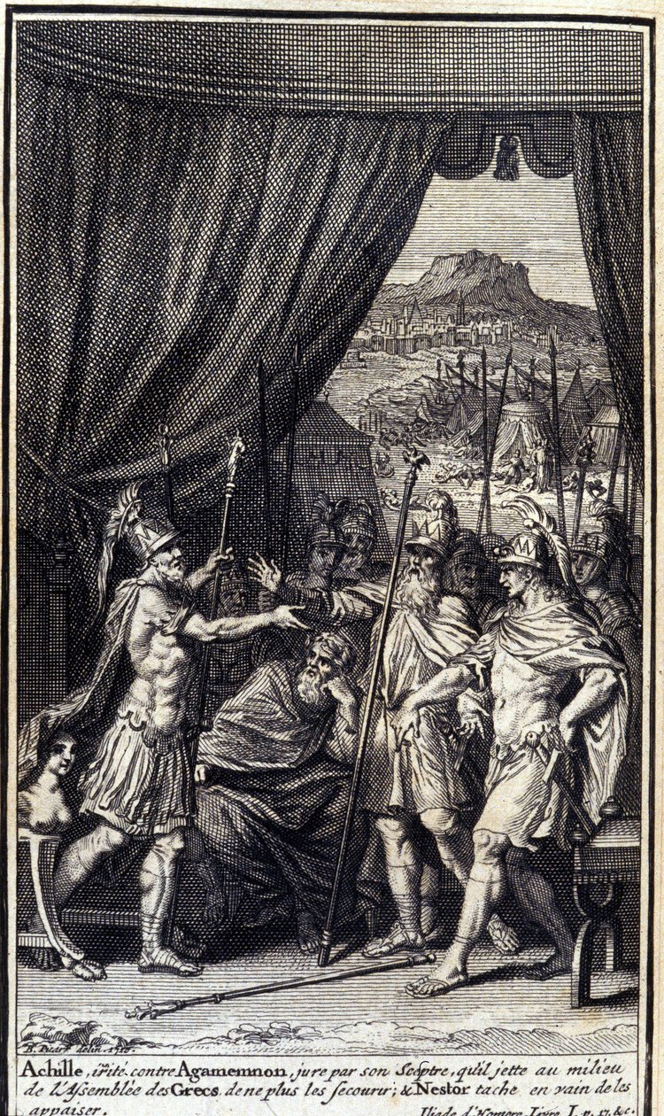 Achille, irrité contre Agamemnon, jure par son sceptre qu