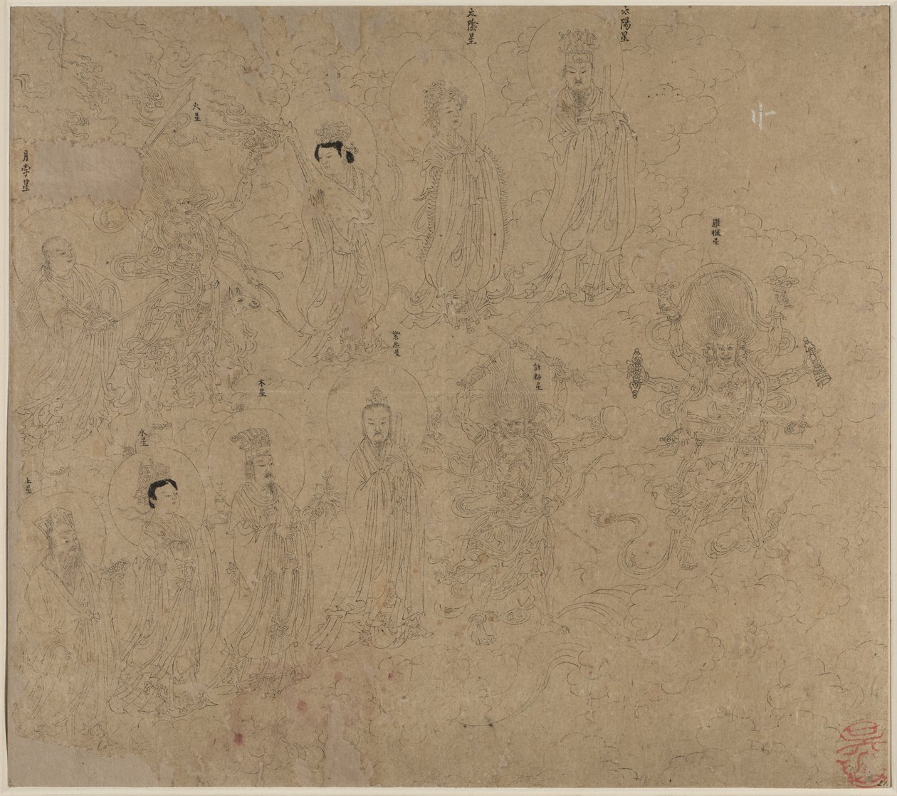 Album de thèmes taoïstes et bouddhistes : Procession de divinités taoïstes : Feuille 21 - Unknown artist