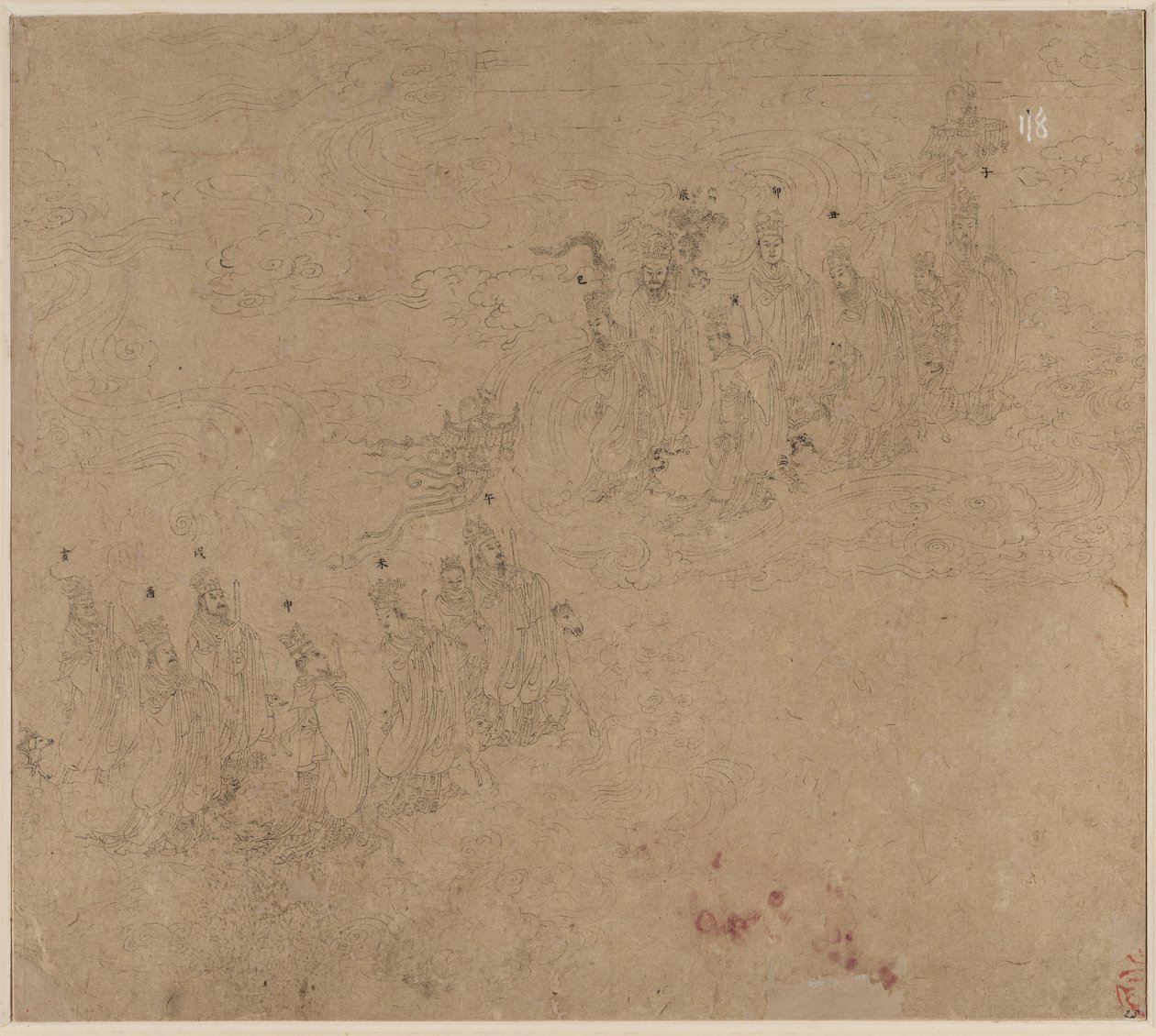 Album de thèmes taoïstes et bouddhistes : Procession de divinités taoïstes : Feuille 25 - Unknown artist