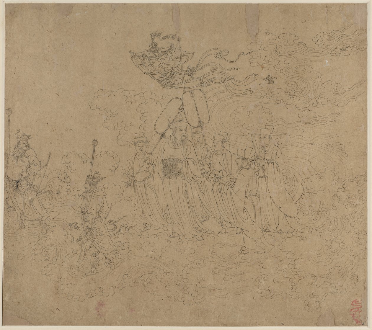 Album de thèmes taoïstes et bouddhistes : Procession des divinités taoïstes : Feuille 6 - Unknown artist