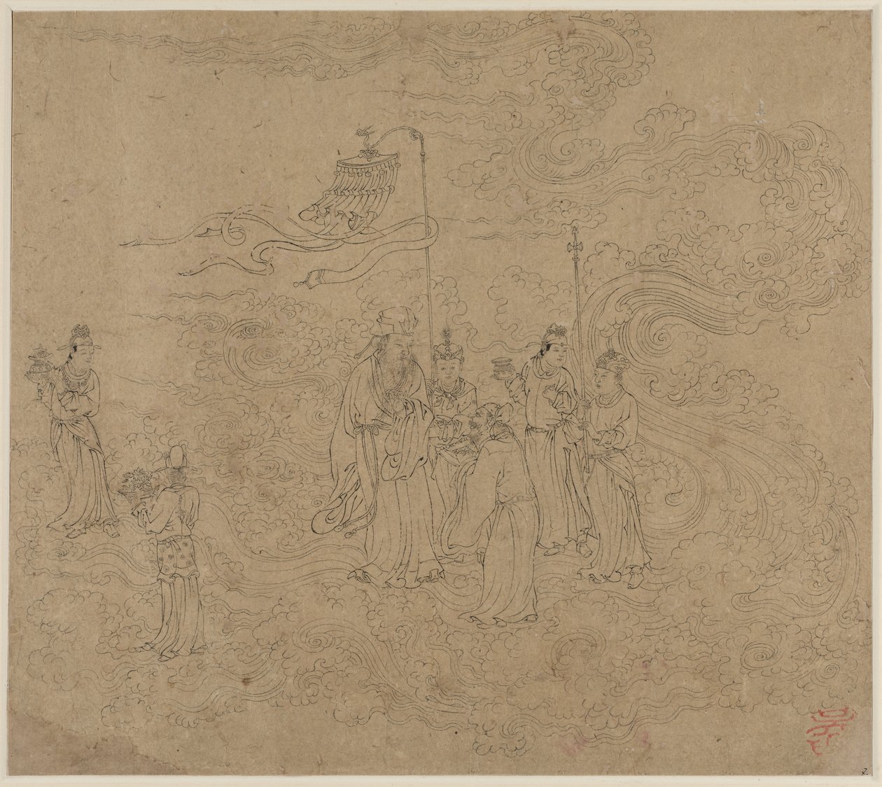 Album de thèmes taoïstes et bouddhistes : Procession des divinités taoïstes : Feuille 7 - Unknown artist