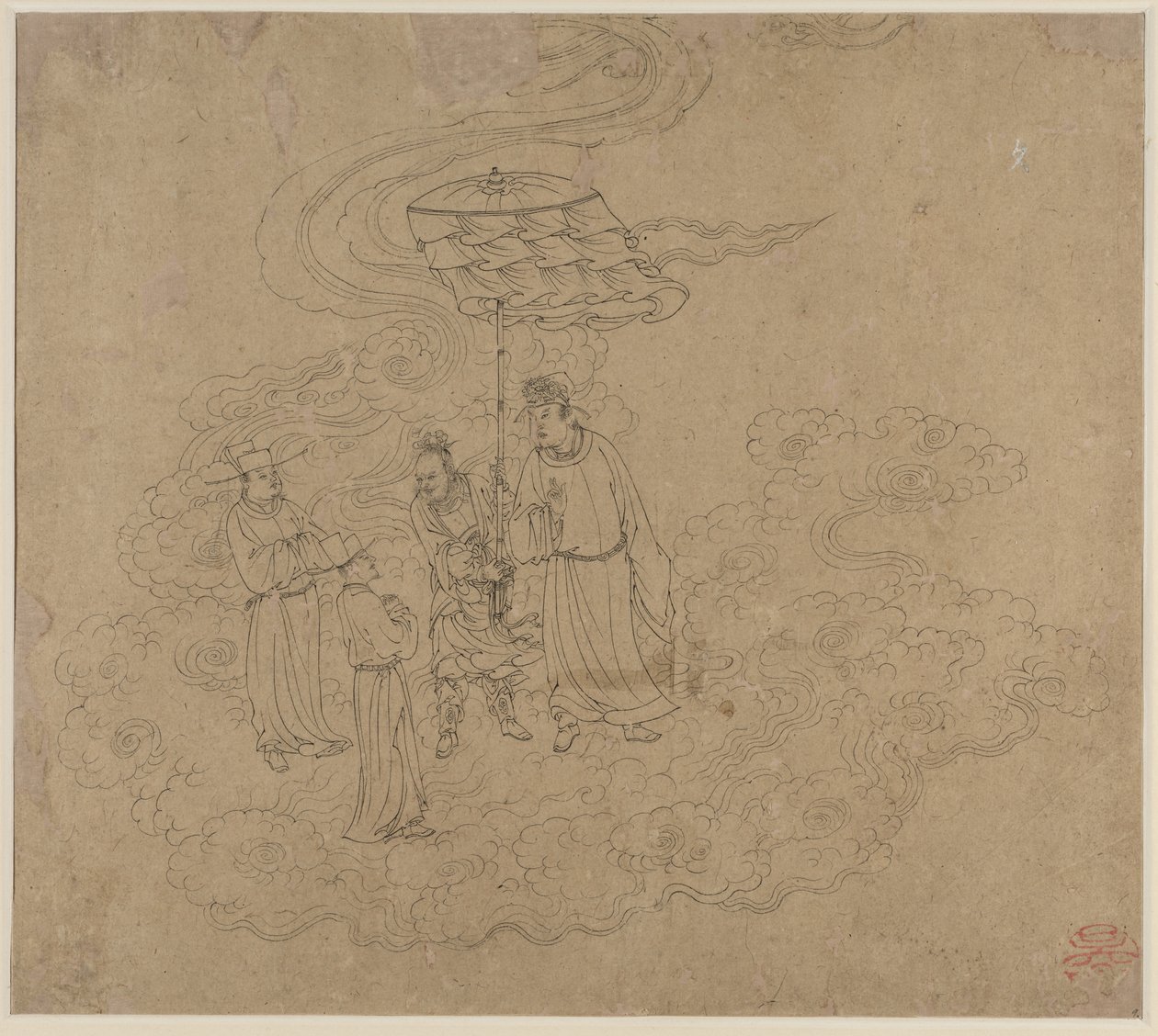 Album de thèmes taoïstes et bouddhistes : Procession des divinités taoïstes : Feuille 9 - Unknown artist