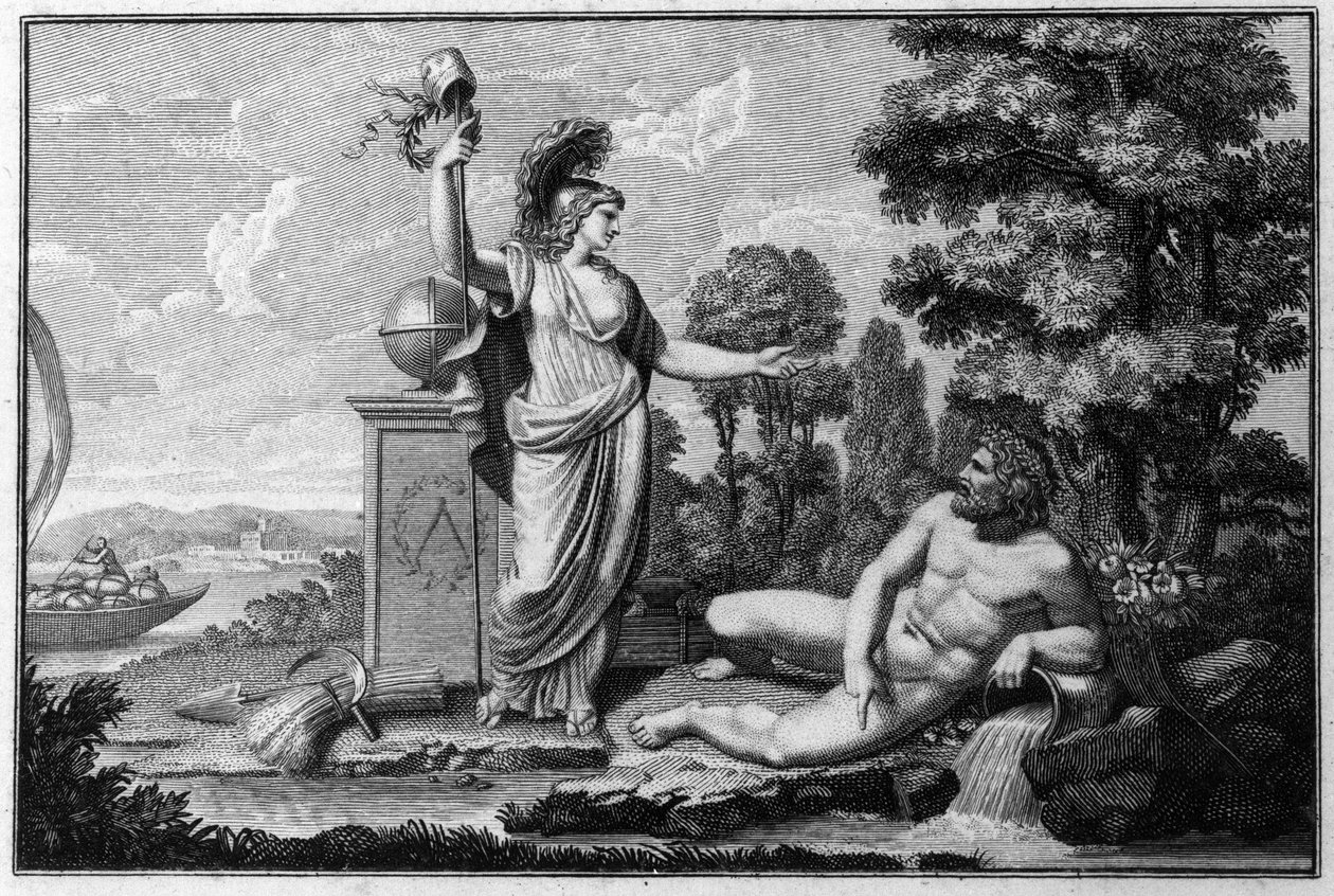 Allégorie de la République Cisalpine (Cisalpina) créée par Napoléon Bonaparte le 27/06/1797 sur le modèle français en Italie, devenue la République Italienne en 1802. Les symboles de la République Française sont représentés. Gravure Museo del risorgimento, - Unknown artist
