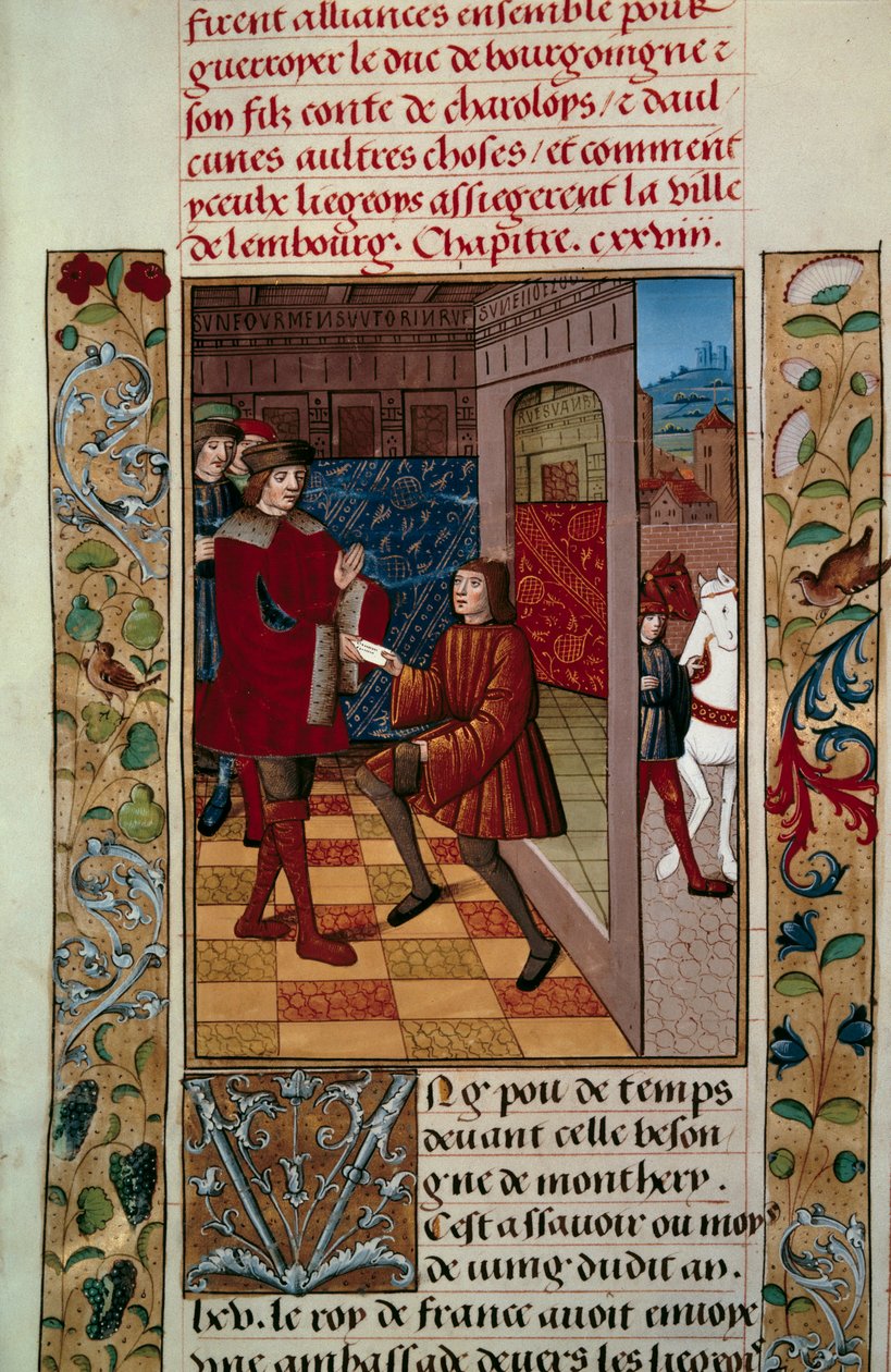 Alliance de Louis XI (1423-1483) avec les Liégeois contre Charles le Téméraire Miniature des "Chroniques d