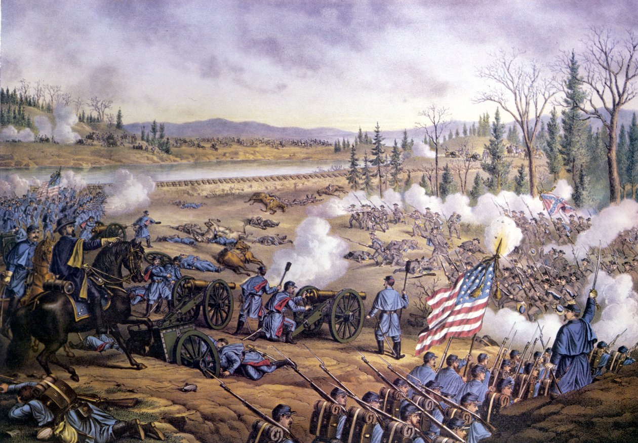 Guerre civile américaine (1861 - 1865) : Bataille de la rivière Stone ou deuxième bataille de Murfreesborough, Tennessee 31 déc 1862-02 jan 1863. Gravure du 19ème siècle. - Unknown artist