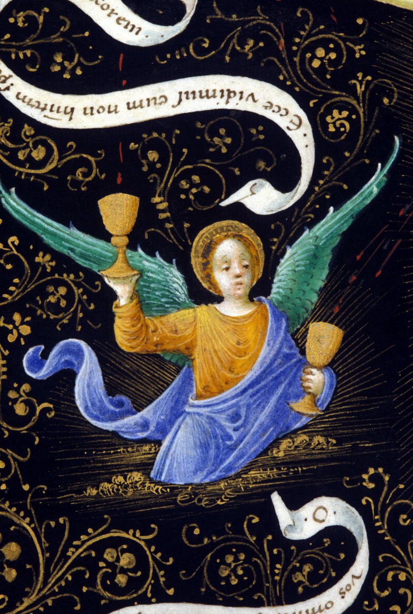Ange tenant deux calices. Miniature de Belbello da Pavia - Unknown artist