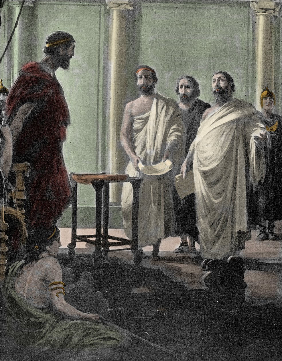 Général et homme politique athénien Alcibiade (450 av. J.-C.-404 av. J.-C.), disciple de Périclès et Socrate, rappelé en 407 par le régime démocratique à Athènes après son exil. Gravure du XIXe siècle - Unknown artist
