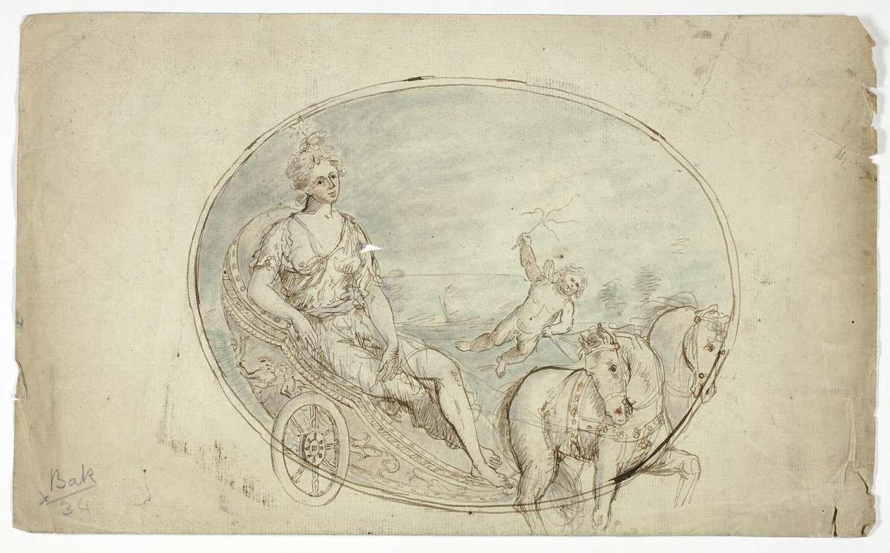Aurore dans son char (recto) ; trois portraits masculins (verso) - Unknown artist