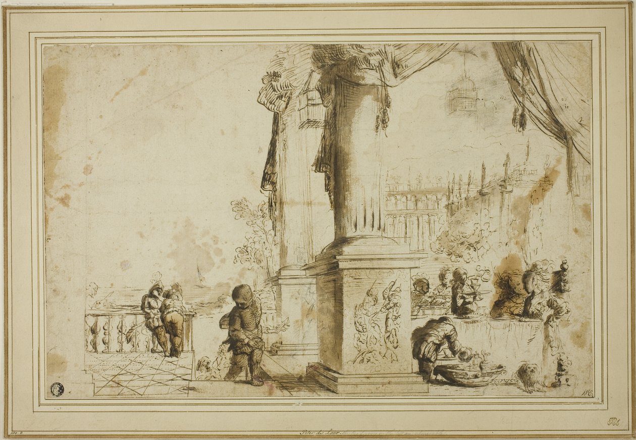 Scène de banquet sur la terrasse - Unknown artist