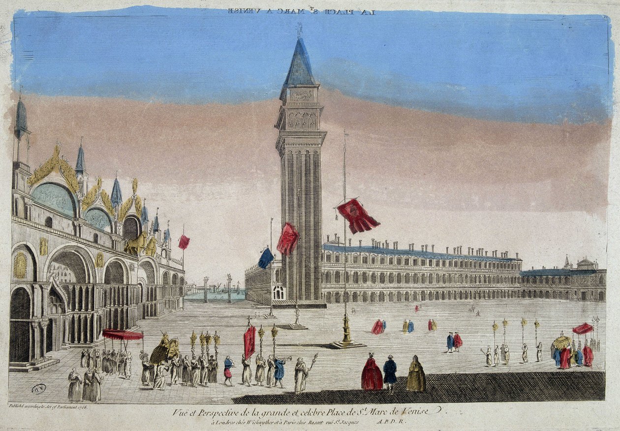 Basilique et place Saint-Marc (San Marco) à Venise. - Unknown artist