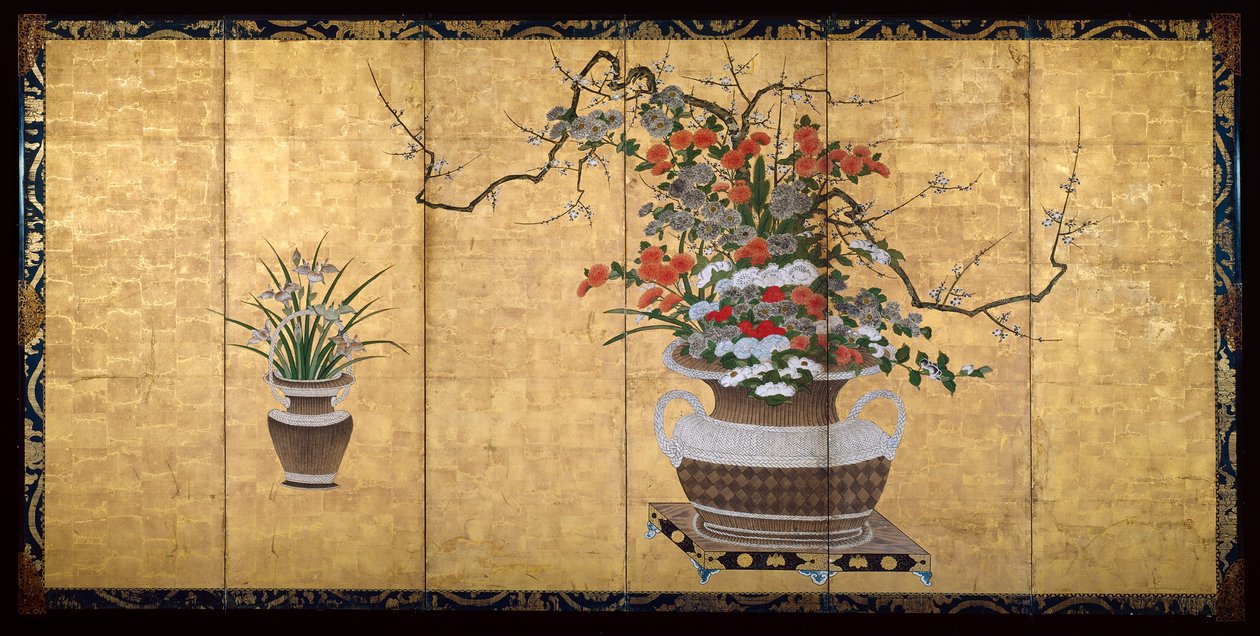 Paniers avec fleurs des quatre saisons - Unknown artist
