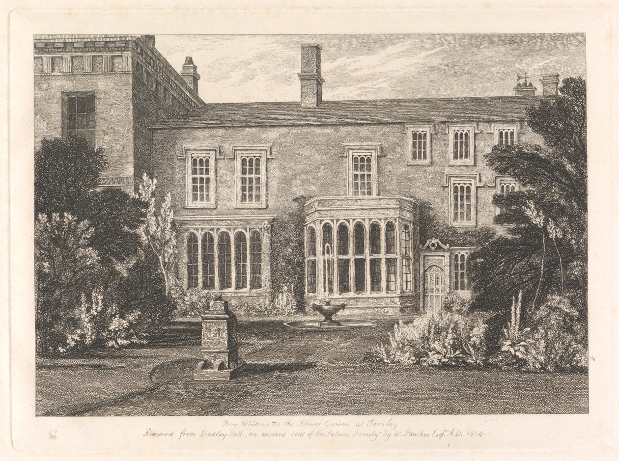 Fenêtres en baie dans le jardin fleuri à Farnley - Unknown artist