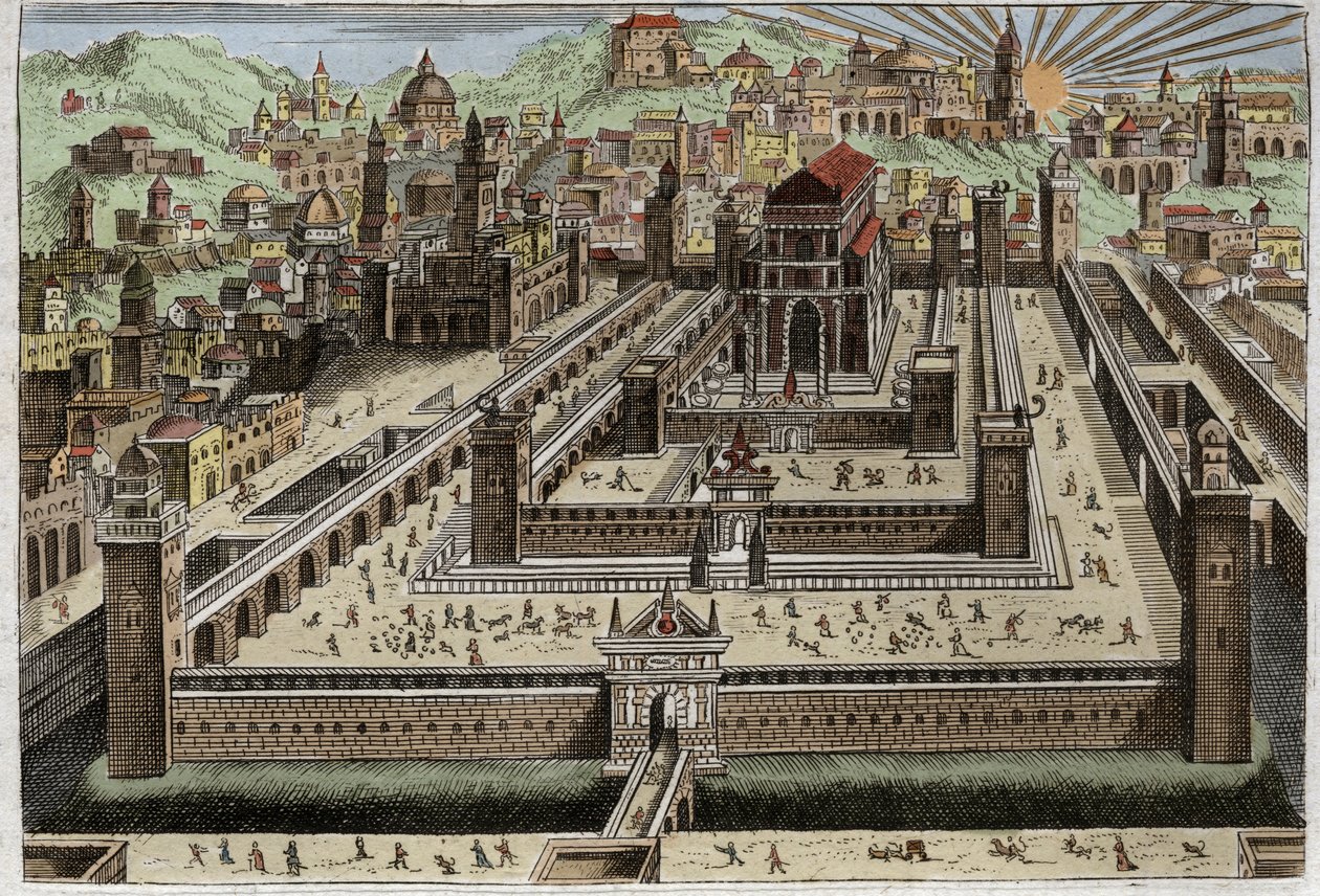 Bible de Royaumont, Ancien Testament : Temple de Salomon - Salomon construit le Temple à Jérusalem - Illustration de 1811 - Unknown artist