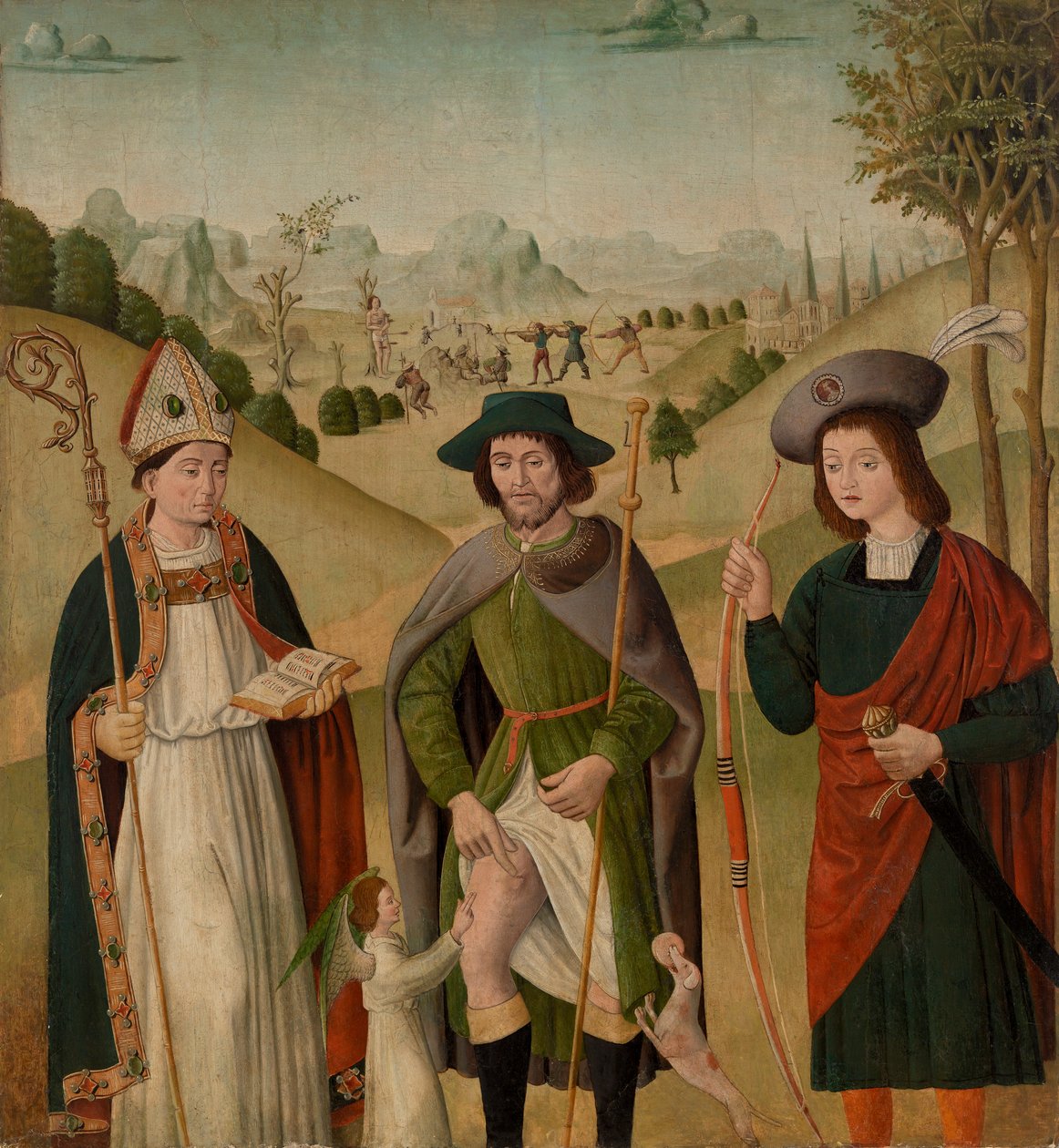 Évêque saint, Saint Roch et Saint Sébastien - Unknown artist
