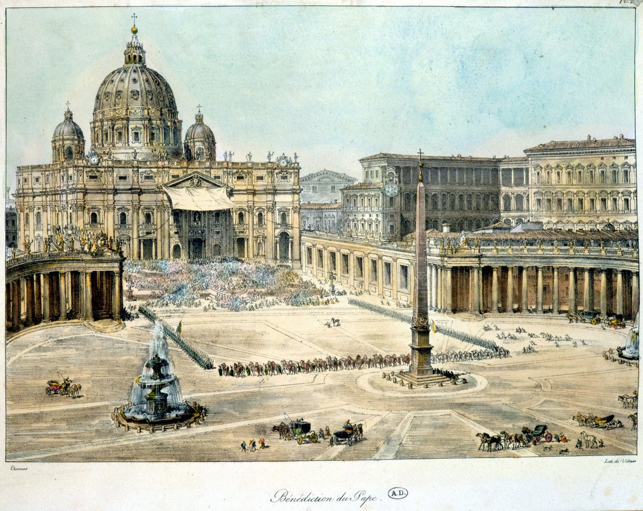 Bénédiction du Pape depuis Saint-Pierre de Rome, vers 1820 - Unknown artist