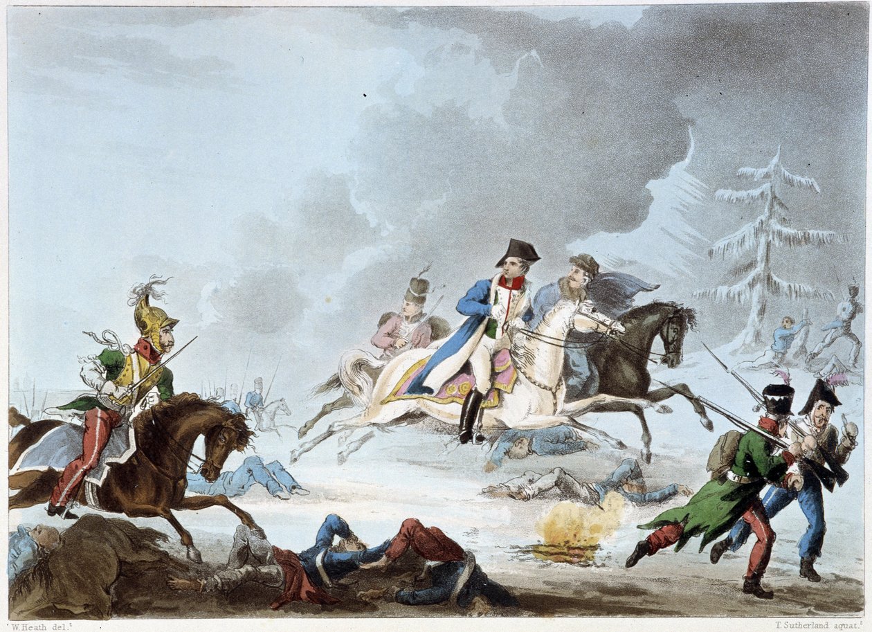 Bonaparte à la bataille de Krasnoi - dans « Guerres napoléoniennes » par Sutherland, Dubourg, Londres - Unknown artist